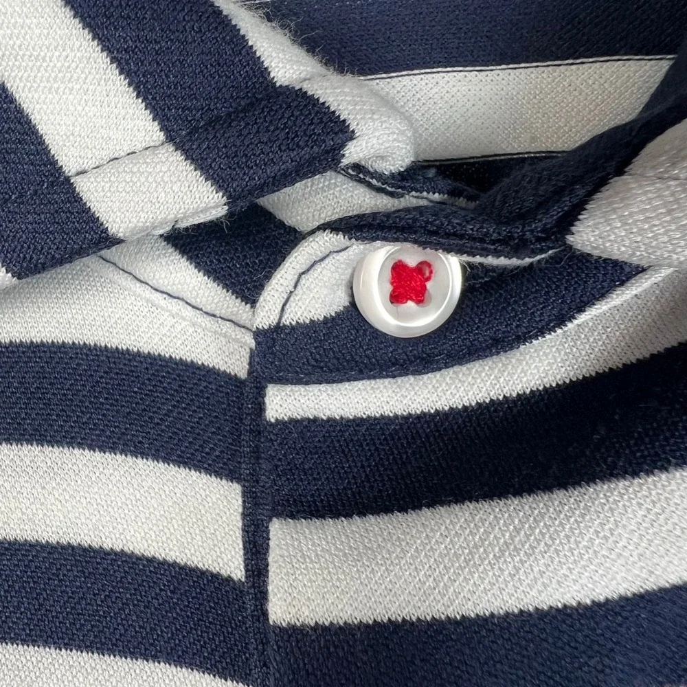 Ralph Lauren Pro Fit Mens Navy White Striped Golf Polo Shirt New Albany Large